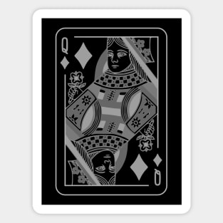 Queen of Diamonds Grayscale Magnet